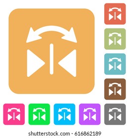 Horizontal flip flat icons on rounded square vivid color backgrounds.