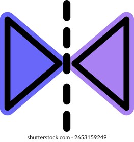  Ícone de inversão horizontal. Ferramenta de transformação do editor de imagens. Efeito de espelho. Elemento de design de simetria.