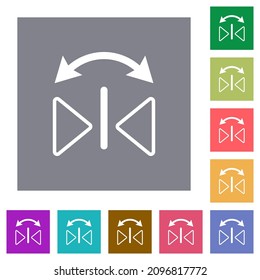 Iconos planos horizontales de contorno volátil sobre fondo cuadrado de color sencillo