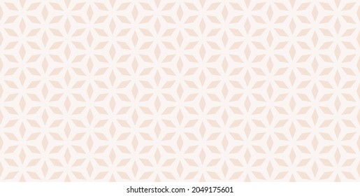 Horizontal floral geometric grid pattern. Minimalistic seamless illustration with light beige diamond shapes. Abstract vector texture. Modern ornament used for design wallpaper,  wrapping, textile