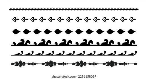 horizontal floral lines set. concluding lines vintage style