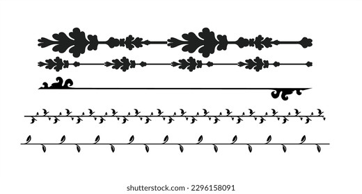 conjunto horizontal de líneas florales. estilo vintage de líneas finales