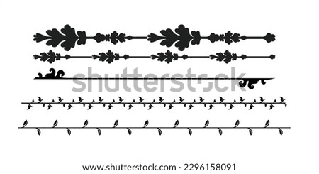 horizontal floral lines set. concluding lines vintage style
