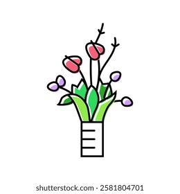 horizontal flower arrangement color icon vector. horizontal flower arrangement sign. isolated symbol illustration