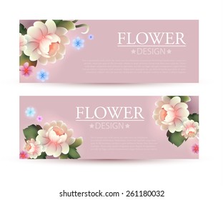 Horizontal flower banners set for your beauty design. Vector illustration