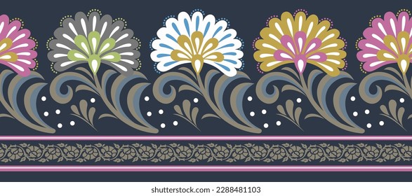 horizontal flower borders on background 
