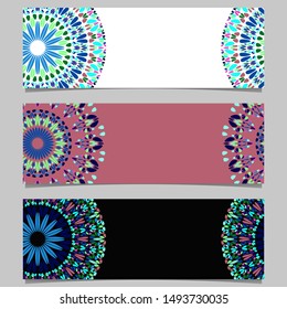Horizontal flower mandala banner background set - colorful abstract vector graphics