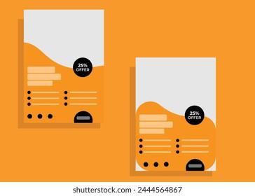 Horizontal flyer template of orange and black color. 