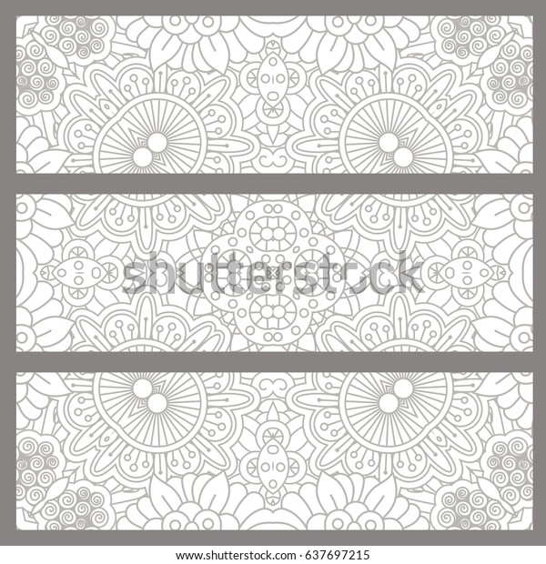 Horizontal flyers with light ethnic pattern.\
Vector illustration