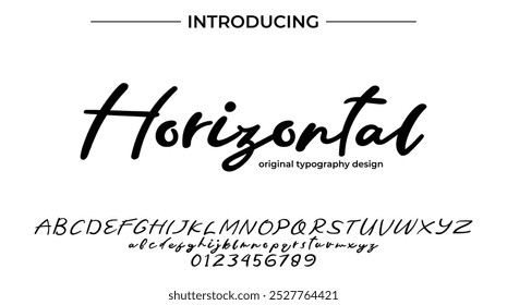 Horizontale Schriftart Stilvoller Pinsel mit einem Großbuchstaben, Vektorbuchstaben, Alphabet, Schriftart