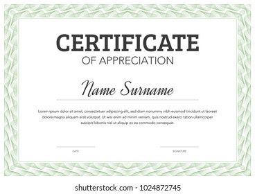 Horizontal Format Certificate Template Classical Style Stock Vector ...