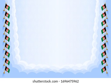 Marco horizontal y frontera con la bandera afgana, elementos de plantilla para su certificado y diploma. Vector.
