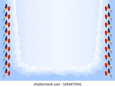 Horizontal  frame and border with Andorra flag, template elements for your certificate and diploma. Vector.