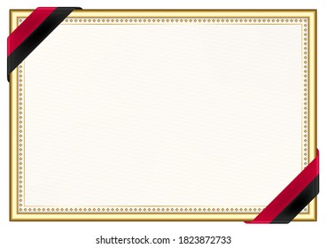 Horizontal  frame and border with Angola flag, template elements for your certificate and diploma. Vector.