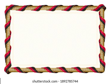 Marco horizontal y borde con la bandera de Angola, elementos de plantilla para su certificado y diploma. Vector.