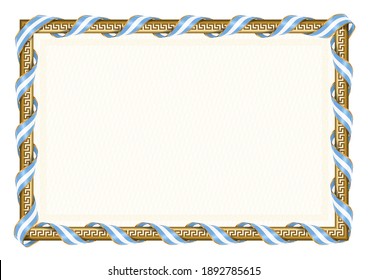 Horizontaler Rahmen und Grenze zu Argentinien Flagge, Vorlagenelemente für Ihr Zertifikat und Diplom. Vektorgrafik.