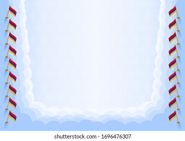 Horizontal  frame and border with Armenia flag, template elements for your certificate and diploma. Vector.