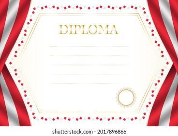 Horizontal  frame and border with Austria flag, template elements for your certificate and diploma. Vector.