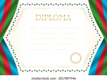 Horizontal  frame and border with Azerbaijan flag, template elements for your certificate and diploma. Vector.