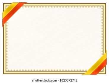 Horizontal  frame and border with Bhutan flag, template elements for your certificate and diploma. Vector.