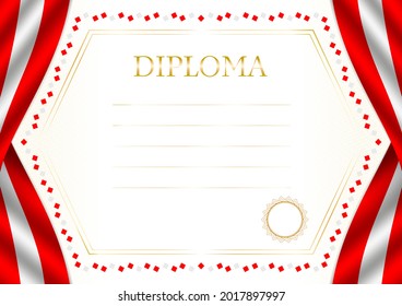 Horizontal  frame and border with Canada flag, template elements for your certificate and diploma. Vector.