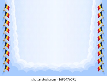 Horizontal  frame and border with Chad flag, template elements for your certificate and diploma. Vector.