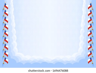 Horizontal  frame and border with Chile flag, template elements for your certificate and diploma. Vector.