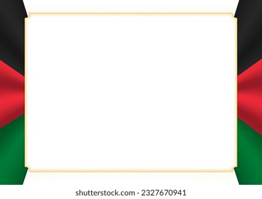 Horizontal  frame and border with colors of Afghanistan flag, template elements for your certificate and diploma. Vector.