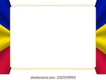 Horizontal  frame and border with colors of Andorra flag, template elements for your certificate and diploma. Vector.