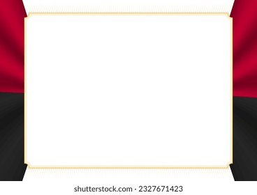 Horizontal  frame and border with colors of Angola flag, template elements for your certificate and diploma. Vector.