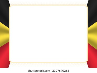 Horizontal  frame and border with colors of Belgium flag, template elements for your certificate and diploma. Vector.