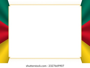 Horizontal  frame and border with colors of Cameroon flag, template elements for your certificate and diploma. Vector.