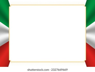 Horizontal  frame and border with colors of Congo flag, template elements for your certificate and diploma. Vector.