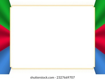 Horizontal  frame and border with colors of Eritrea flag, template elements for your certificate and diploma. Vector.