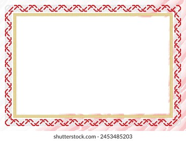 Horizontal  frame and border with colors of Gibraltar flag, template elements for your certificate and diploma. Vector.