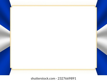 Horizontal  frame and border with colors of Israel flag, template elements for your certificate and diploma. Vector.