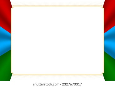 Horizontal  frame and border with colors of Karelia flag, template elements for your certificate and diploma. Vector.