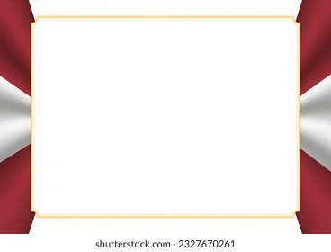 Horizontal  frame and border with colors of Latvia flag, template elements for your certificate and diploma. Vector.