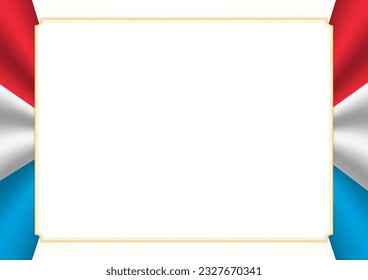 Horizontal  frame and border with colors of Luxembourg flag, template elements for your certificate and diploma. Vector.