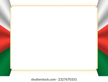 Horizontal  frame and border with colors of Madagascar flag, template elements for your certificate and diploma. Vector.
