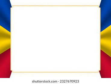 Horizontal  frame and border with colors of Moldova flag, template elements for your certificate and diploma. Vector.