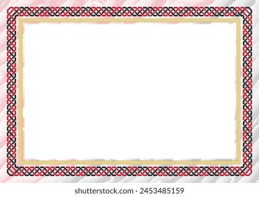 Horizontal  frame and border with colors of Papua New Guinea flag, template elements for your certificate and diploma. Vector.
