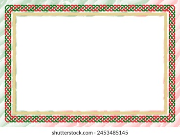 Horizontal  frame and border with colors of Portugal flag, template elements for your certificate and diploma. Vector.