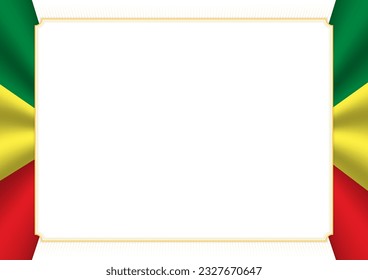 Horizontal  frame and border with colors of Senegal flag, template elements for your certificate and diploma. Vector.