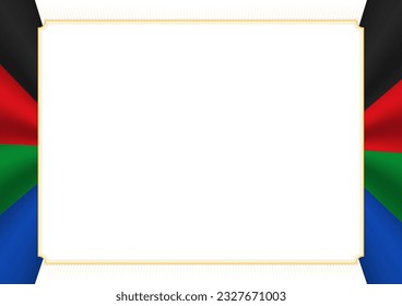 Horizontal  frame and border with colors of South Sudan flag, template elements for your certificate and diploma. Vector.