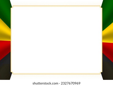 Horizontal  frame and border with colors of Zimbabwe flag, template elements for your certificate and diploma. Vector.