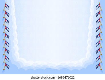 Marco horizontal y frontera con la bandera cubana, elementos de plantilla para su certificado y diploma. Vector.