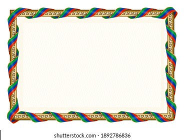 Marco horizontal y borde con la bandera de Daguestán, elementos de plantilla para su certificado y diploma. Vector.