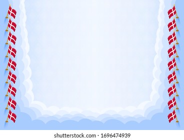 Horizontal  frame and border with Denmark flag, template elements for your certificate and diploma. Vector.