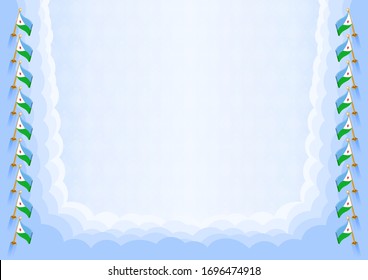 Horizontal  frame and border with Djibouti flag, template elements for your certificate and diploma. Vector.
